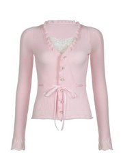 Aziyah Lace V-Neck Knit Top