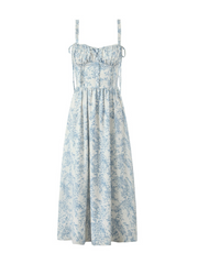 Heba Floral Lace-Up Midi Dress