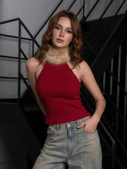 Pamela Fur Neck Tank Top