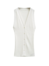 Ella Ribbet Button-Front Knit Top