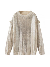 Indya Sequin Metallic Knit Sweater