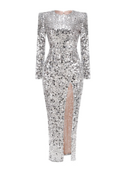 Evie Sequin Long Sleeve Gown