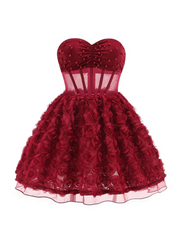 Bliss Rose Bloom Strapless Corset Mini Dress
