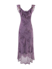 Alina Violet Sheer Ruffle Maxi Dress