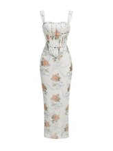 Lina Rose Lace-Up Corset Maxi Dress