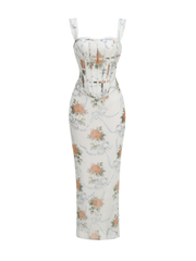Lina Rose Lace-Up Corset Maxi Dress