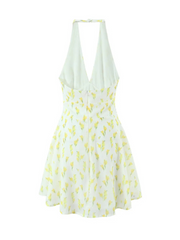 Clara Lemon Floral Halter Mini Dress