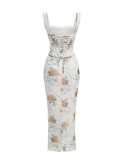 Lina Rose Lace-Up Corset Maxi Dress