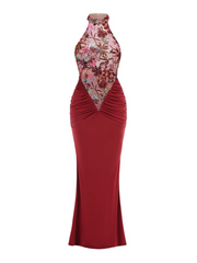 Natalia Sequin Halter Gown