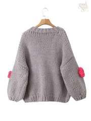 Ahtziri Chunky Floral Knit Sweater