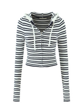 Brie Striped Knit Crop Hoodie