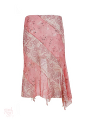 Aysia Vintage Patchwork Mesh Midi Skirt
