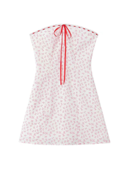Emeline Bow Print Strapless Mini Dress