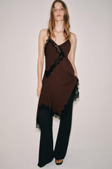 Lace Asymmetric Midi Dress