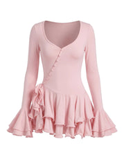 Lora Ruffle Button Mini Dress