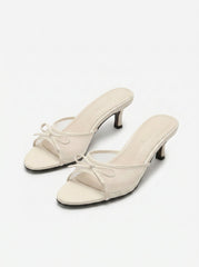 Mesh Bow Heeled Sandals