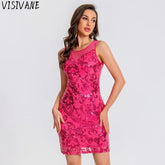 Mini Dresses Vintage Elegant Streetwear Party Club Stage Sequin Vestido De Festa