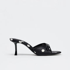 Satin Bow Pointed Toe Mules