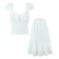 Jacie Embroidered Cut-Out Skirt Set