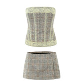 Effie Plaid Tube Top Skirt Set