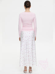 Veera Floral Satin Maxi Skirt