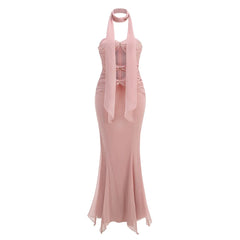 Dalary Pleated Fishtail Maxi Dress