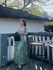 Abril Floral Corset Top in Green