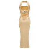 Juanita Floral Detail Halter Maxi Dress