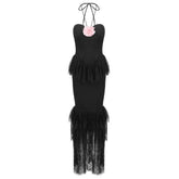 Eimy Floral Neck Lace Maxi Dress