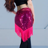 Sequins Tassel Waist Chain Hip Towel Dance Wear Club Stage Show Belly Dancing Mini Skirt Y2k Skirt