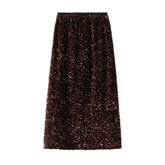 Shiny Sequin Skirts Party Wear Harajuku Elegant Long Skirt Faldas Y2k Club Sequins Saias Jupe Ropa