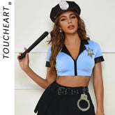 Toucheart 6PCS Girls Cosplay Female PoliceUniform High Waisted Set