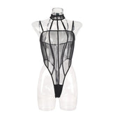 Toucheart Erotic Bodysuit Net Halter Lace See-through Backless Sissy PremiumCoquette Bodysuit