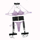 Toucheart Erotic Delicate Lingerie Mesh See-through Steel Ring Body Shaping Underwear Set
