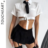 Toucheart Erotic JK Student Uniform Show Your Waist Pure Desire Romantic Charming Uniform Set