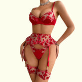 Toucheart Erotic Lingerieable Love Embroidered Splicing Waistband Skirt Hem Shaping Underwear Set