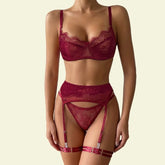 Toucheart Erotic Lingerie French Lace Underwear See-through Push-up Slim Fit Back Delicate Four-piece Set