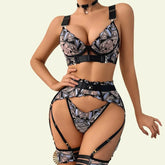 Toucheart Erotic Lingerie French Luxury Embroidered Mesh See-through Stitched Push-up Body-shaping Underwear Split Set