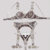 Toucheart Erotic Lingerie Mesh See-through Embroidery Little Daisy Decor Bodyshaping Plunge Delicate BraSplit Kit