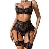 Toucheart Erotic Lingerie See-through Eyelash Lace Corset Fishbone Gathered Body Shaping Elegant Lingerie Split Set