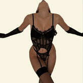 Toucheart Erotic Lingerie See-through Eyelash Lace Tight Waist Fishbone Intimate Lingerie Split Set