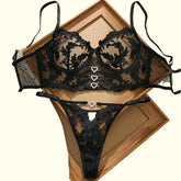 Toucheart Erotic Lingerie Ultra-thin Cup Lace Embroidery See-through Bra Set Pure Lust Underwear Two-piece Set