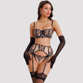 Toucheart Erotic Lingerie with Gloves Floral Embroidery See-through Lace Bodyshaping Pure Desire DelicateUnderwear