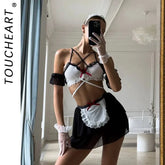 Toucheart Erotic Maid Game Role Playing Girls Uniform Body Shaping Pure Desire Romantic See-through Lolita Set