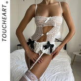 Toucheart Erotic Pajamas See-through Three Point Type Hollowout Uniform Game Role Playing Pure Desire Pajamas