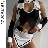 Toucheart Erotic Nun Outfit Game Role Playing Uniform Home Open Crotch Passion Underwear Adult Suit
