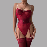 Toucheart Erotic Bodysuit Transparent Invisible Sling Chest Corset Belt Luxurious Intimate Underwear Set