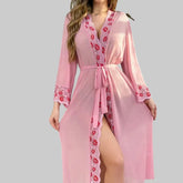 Toucheart Lace Red Lips Night Skirt Set Leisure Wrap Dress See-through Solid Color High Waisted