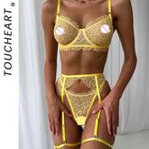 Toucheart Lace Lingerie Panty Garters See-through Slim Exposed Navel Erotic Set