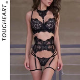 Toucheart Lingeries Sleepwear Lingerie Thin Transparent Lace Bra Set See Through Female Erotic Underwear